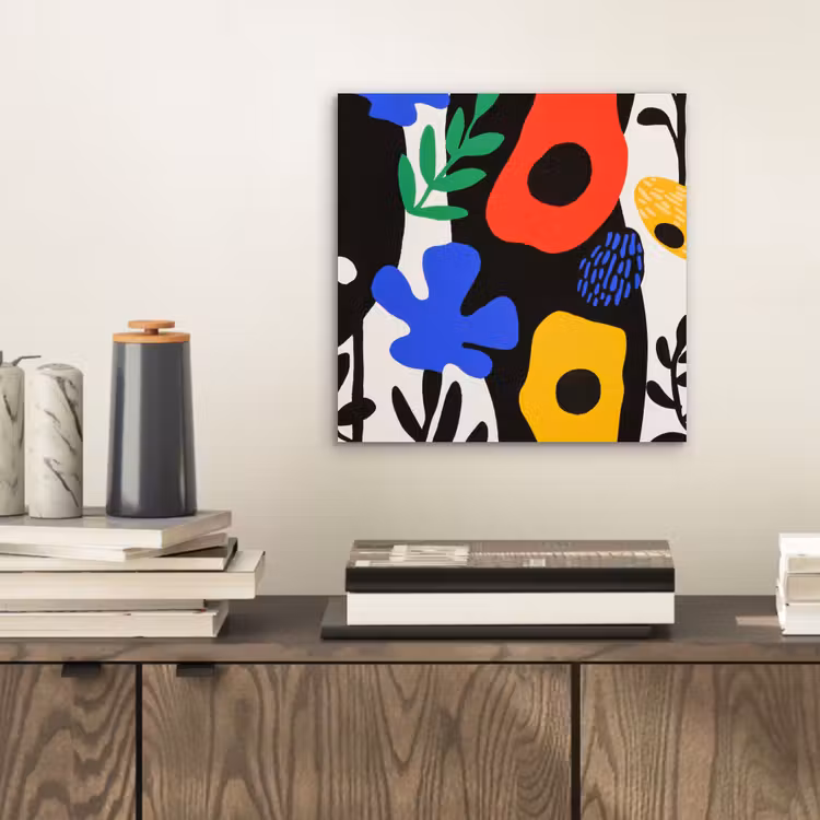 Bloemen - Bladeren - Abstract - Zwart aluminium wit klein -sfeer1