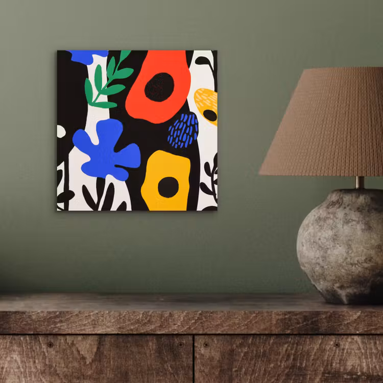 Bloemen - Bladeren - Abstract - Zwart aluminium wit klein -sfeer2