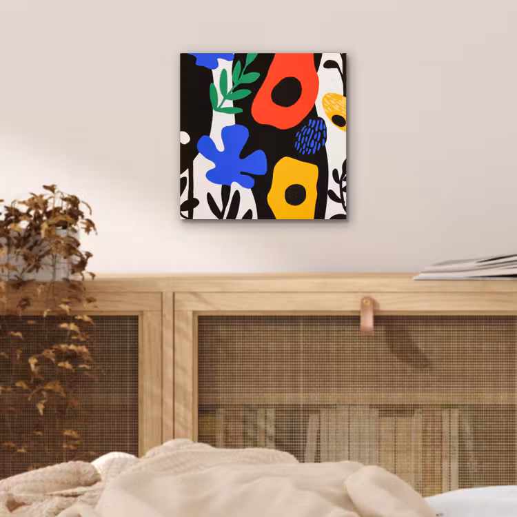 Bloemen - Bladeren - Abstract - Zwart aluminium wit klein -sfeer3