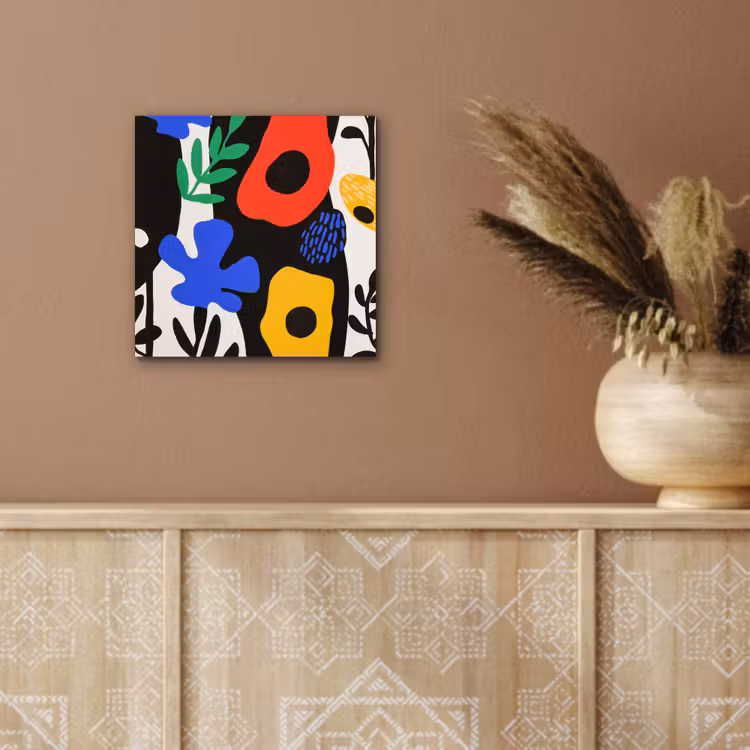 Bloemen - Bladeren - Abstract - Zwart aluminium wit klein -sfeer4