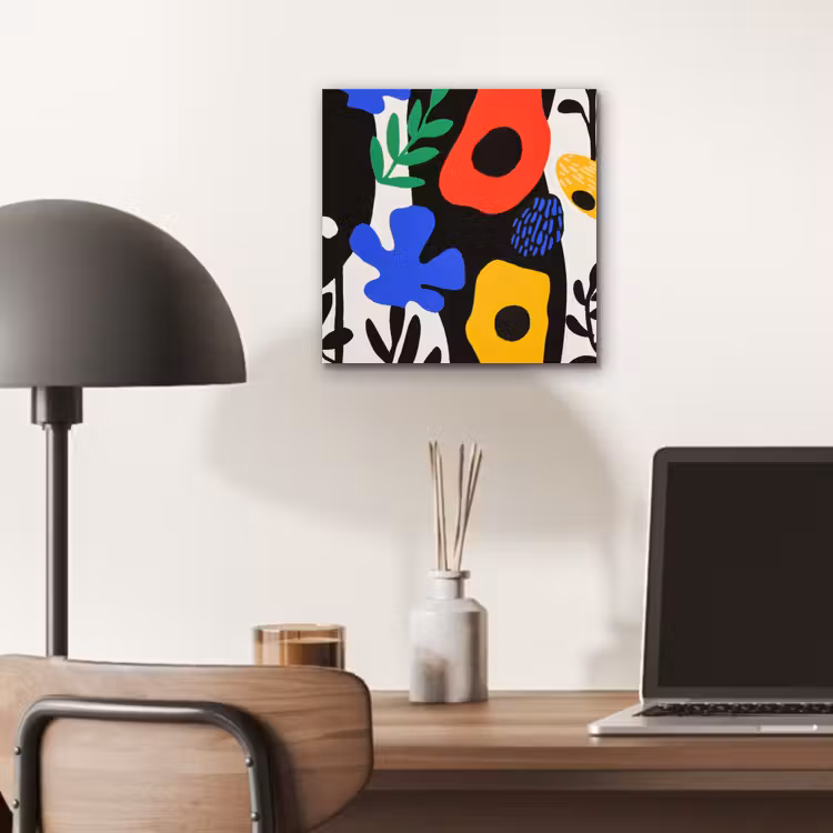 Bloemen - Bladeren - Abstract - Zwart aluminium wit klein -sfeer5
