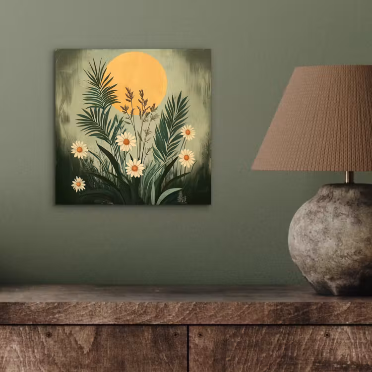 Bloemen - Bladeren - Zon - Groen aluminium wit klein -sfeer2