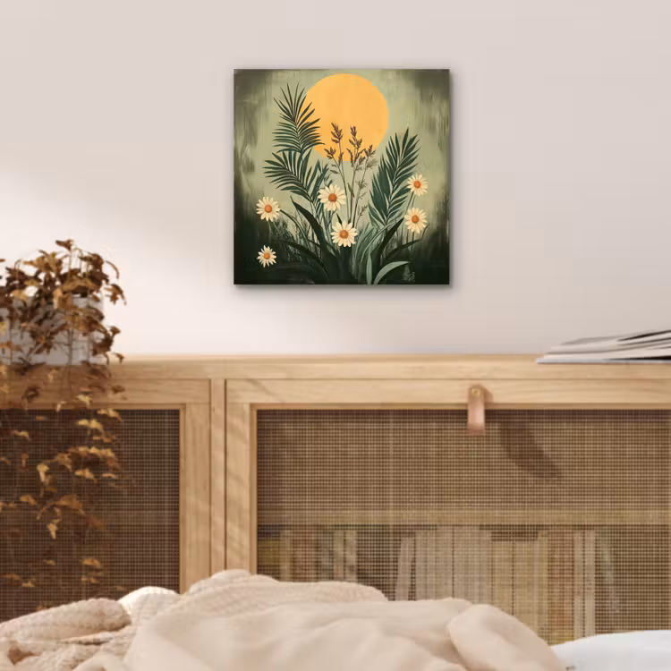 Bloemen - Bladeren - Zon - Groen aluminium wit klein -sfeer3