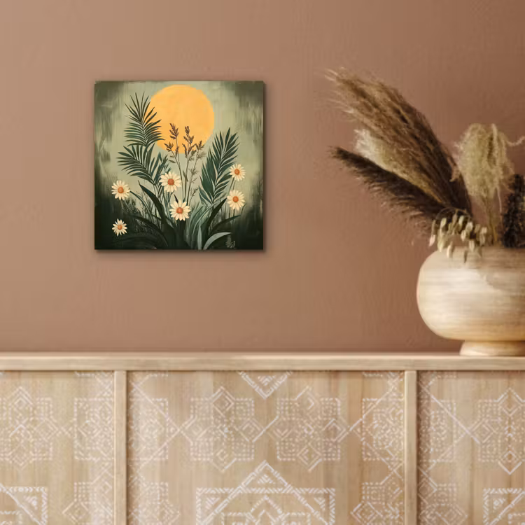 Bloemen - Bladeren - Zon - Groen aluminium wit klein -sfeer4