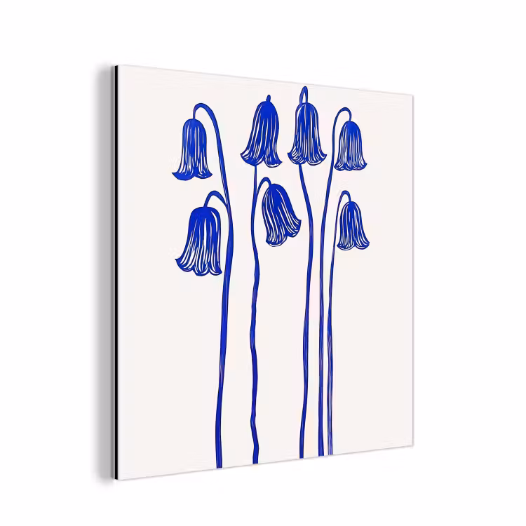 Bloemen - Blauw - Lijnen - Bloemblaadjes aluminium wit klein -3d