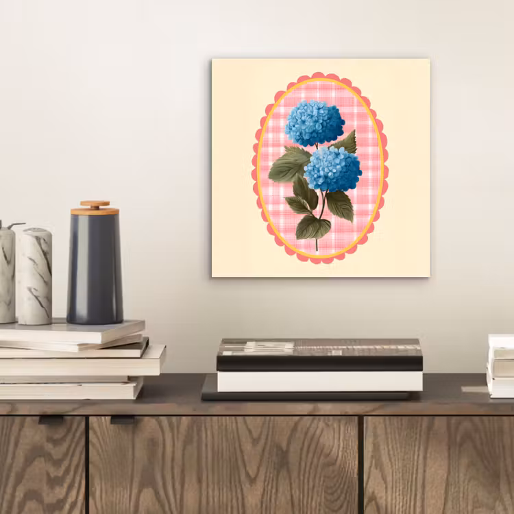 Bloemen - Blauw - Lijst - Bladeren aluminium wit klein -sfeer1