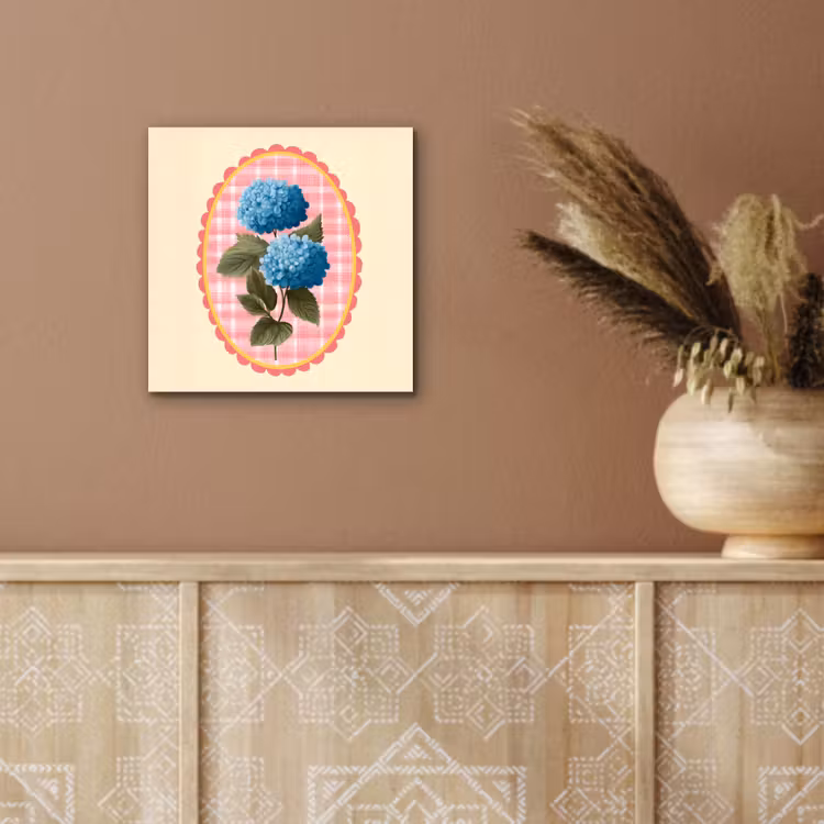 Bloemen - Blauw - Lijst - Bladeren aluminium wit klein -sfeer4