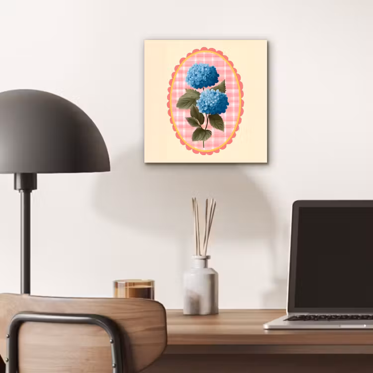 Bloemen - Blauw - Lijst - Bladeren aluminium wit klein -sfeer5