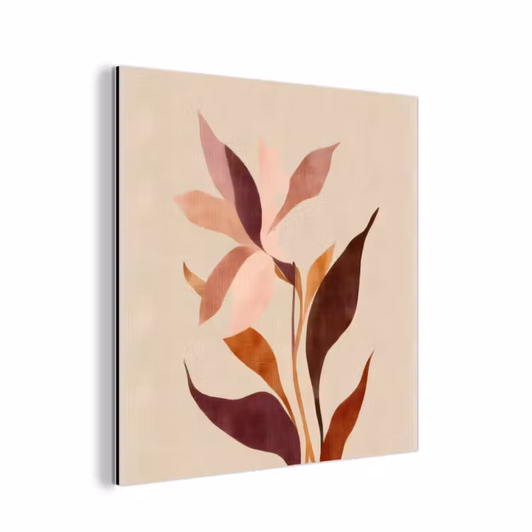 Bloemen - Blaadjes - Minimalistisch - Roze aluminium wit klein -3d