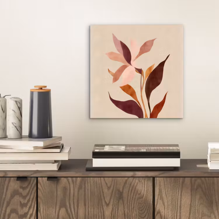 Bloemen - Blaadjes - Minimalistisch - Roze aluminium wit klein -sfeer1