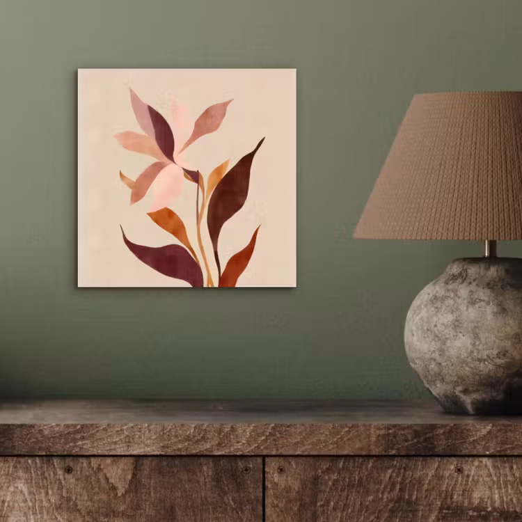 Bloemen - Blaadjes - Minimalistisch - Roze aluminium wit klein -sfeer2