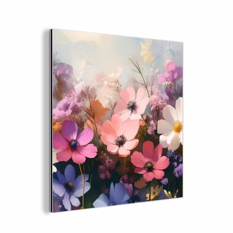 Bloemen - Kleurrijk - Bloei aluminium wit klein -3d