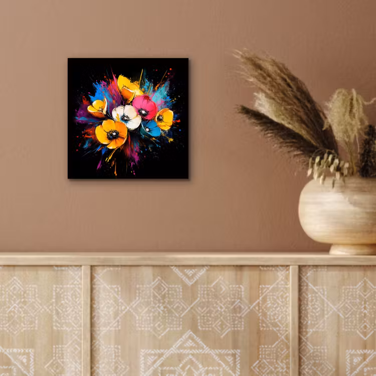 Bloemen - Kleurrijk - Graffiti - Modern - Boeket aluminium wit klein -sfeer4