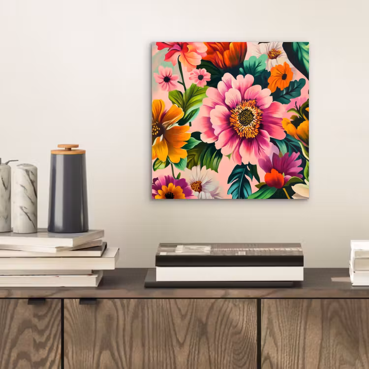 Bloemen - Kleurrijk - Roze aluminium wit klein -sfeer1