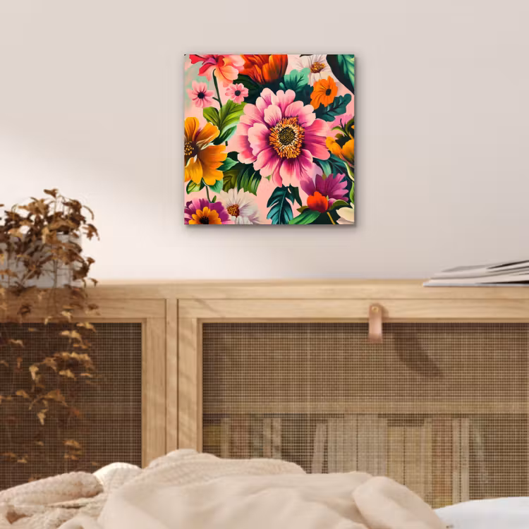 Bloemen - Kleurrijk - Roze aluminium wit klein -sfeer3