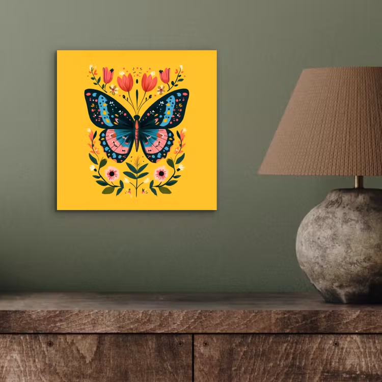 Bloemen - Kleurrijk - Vlinder - Sierlijk aluminium wit klein -sfeer2