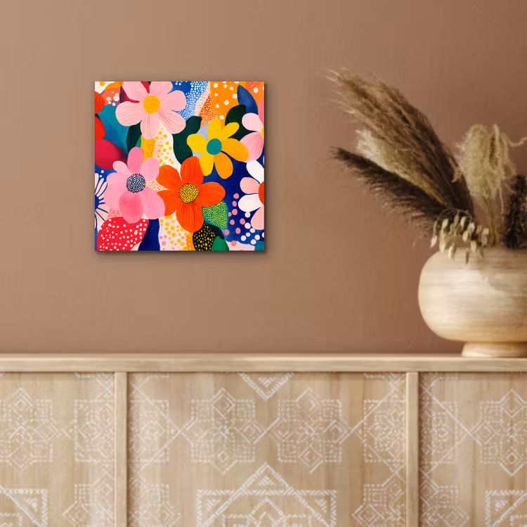 Bloemen - Kleurrijk - Stippen aluminium wit klein -sfeer4