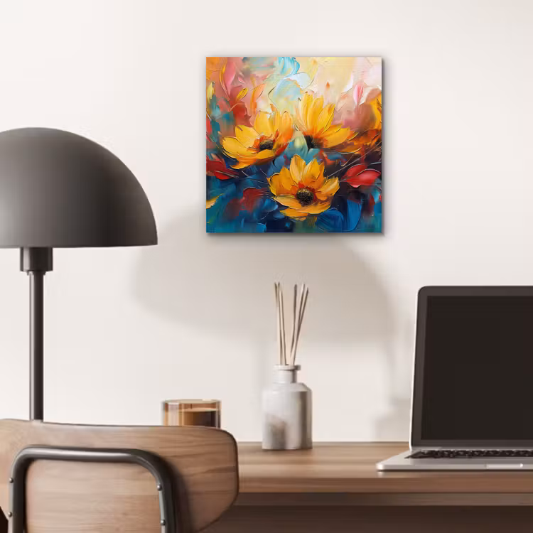 Bloemen - Dahlia - Kunst - Oranje - Watercolor aluminium wit klein -sfeer5