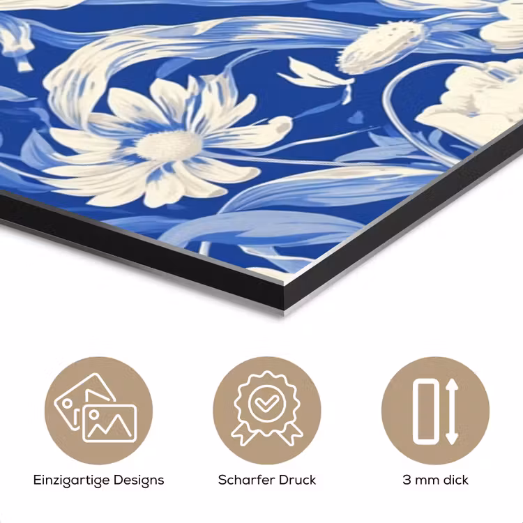 Bloemen - Delfts Blauw - Patroon - Tulp aluminium wit klein -closeup_DE