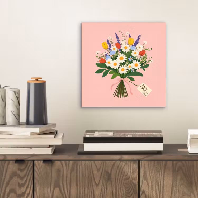 Bloemen - Lint - Kaartje aluminium wit klein -sfeer1