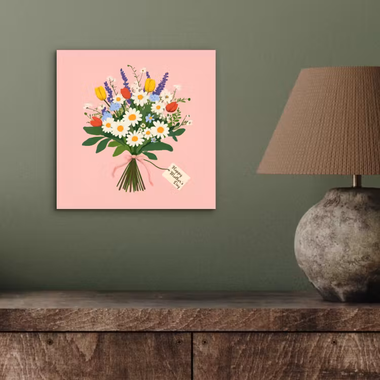 Bloemen - Lint - Kaartje aluminium wit klein -sfeer2