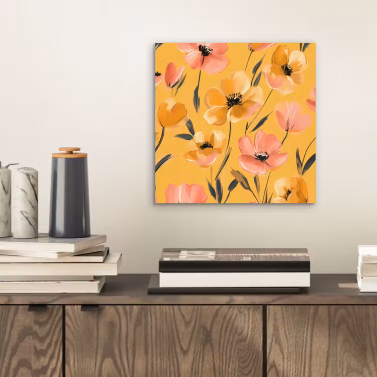 Bloemen - Geschilderd - Geel aluminium wit klein -sfeer1