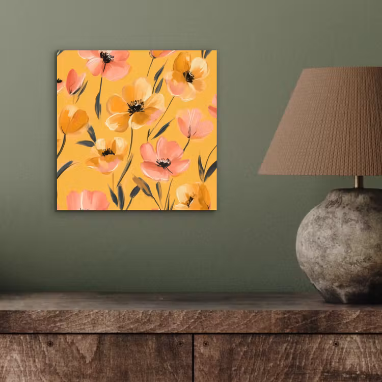 Bloemen - Geschilderd - Geel aluminium wit klein -sfeer2