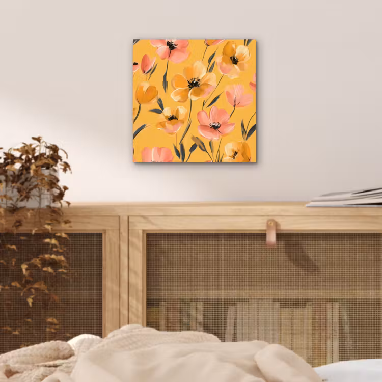 Bloemen - Geschilderd - Geel aluminium wit klein -sfeer3