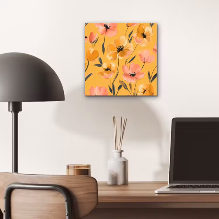 Bloemen - Geschilderd - Geel aluminium wit klein -sfeer5