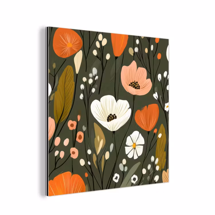 Bloemen - Illustratie - Groen aluminium wit klein -3d