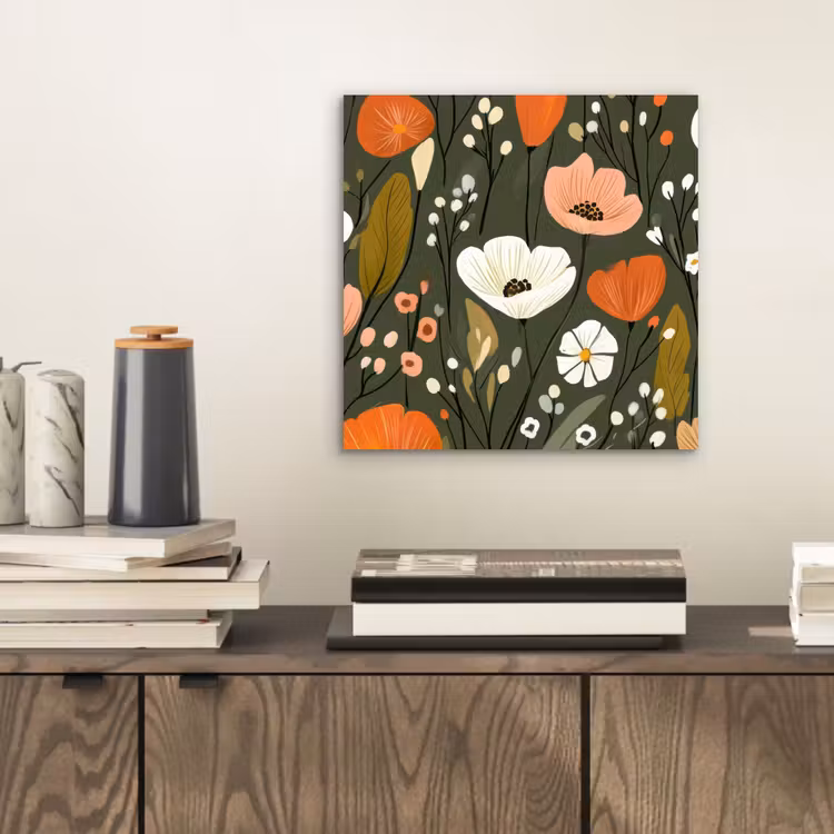 Bloemen - Illustratie - Groen aluminium wit klein -sfeer1