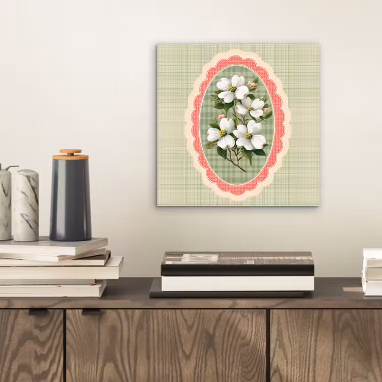 Bloemen - Illustratie - Geruit - Groen aluminium wit klein -sfeer1