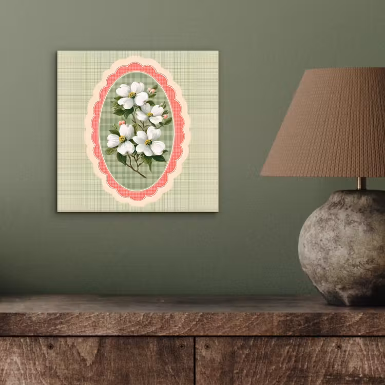 Bloemen - Illustratie - Geruit - Groen aluminium wit klein -sfeer2