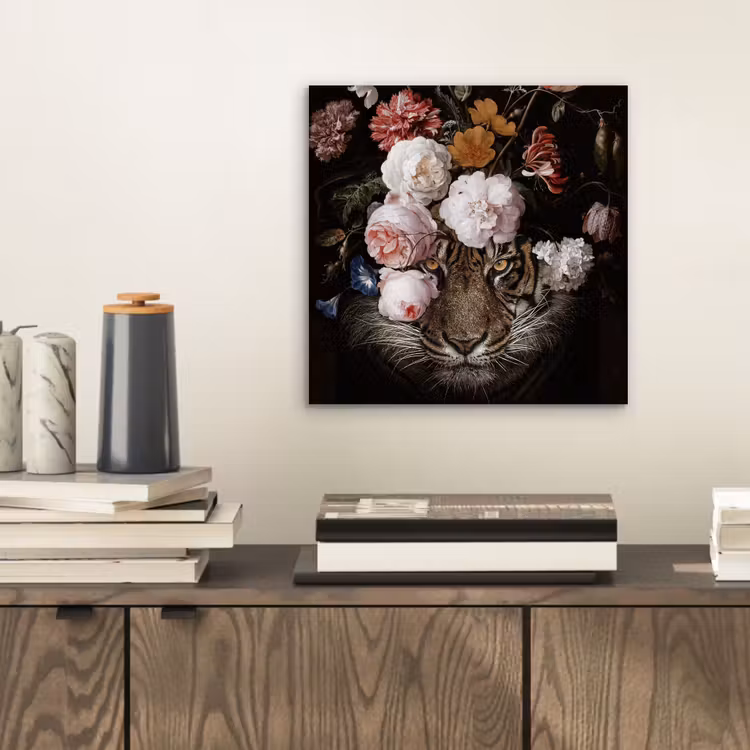 Bloemen - Jan Davidsz de Heem - Tijger - Schilderij - Stilleven - Oude meesters aluminium wit klein -sfeer1
