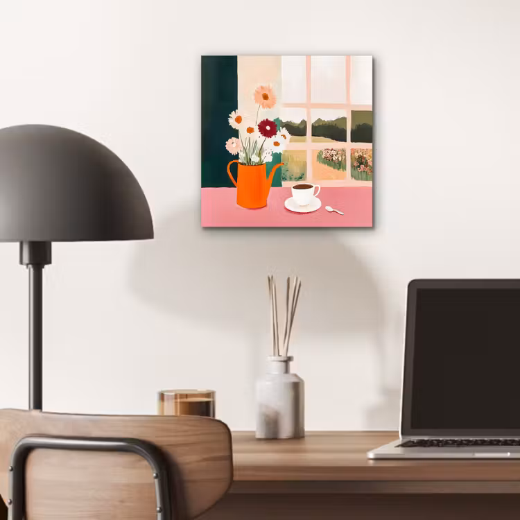 Bloemen - Koffie - Raam aluminium wit klein -sfeer5