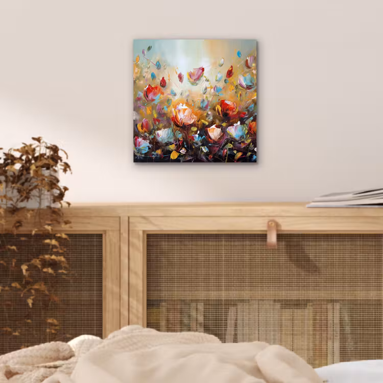 Bloemen - Kunst - Natuur - Olieverf aluminium wit klein -sfeer3