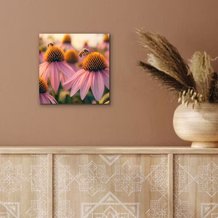 Bloemen - Paars - Bijen aluminium wit klein -sfeer4