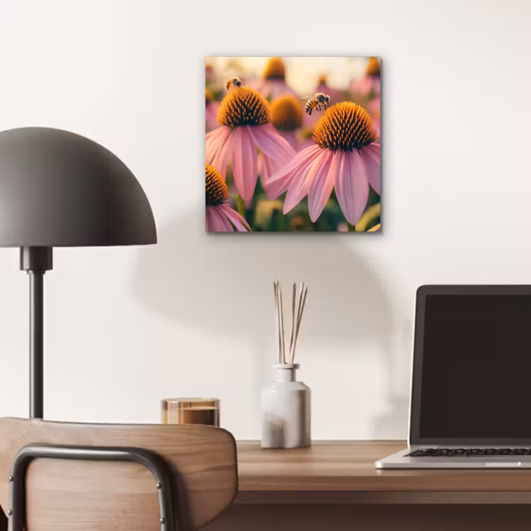 Bloemen - Paars - Bijen aluminium wit klein -sfeer5
