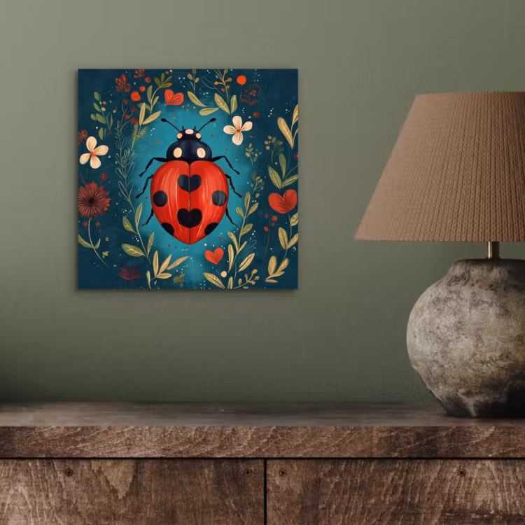 Bloemen - Lieveheersbeestje - Hartje - Rood aluminium wit klein -sfeer2