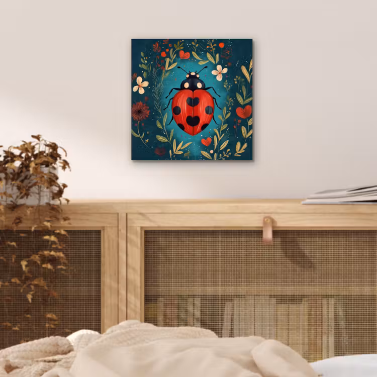 Bloemen - Lieveheersbeestje - Hartje - Rood aluminium wit klein -sfeer3