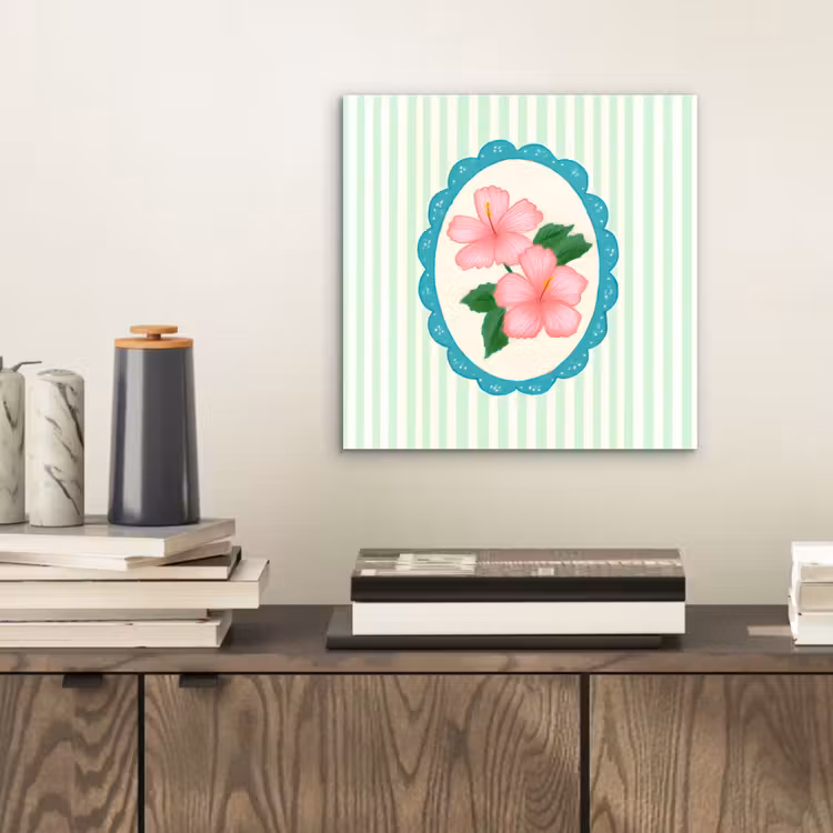 Bloemen - Ovaal - Strepen - Groen aluminium wit klein -sfeer1
