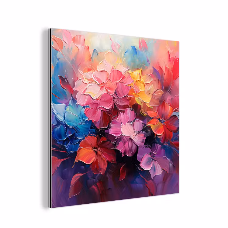 Bloemen - Roze - Watercolor - Kunst aluminium wit klein -3d