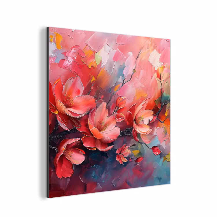 Bloemen - Roze - Watercolor - Natuur- Kunst aluminium wit klein -3d
