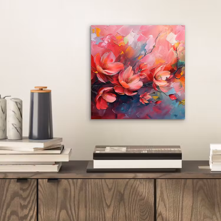 Bloemen - Roze - Watercolor - Natuur- Kunst aluminium wit klein -sfeer1