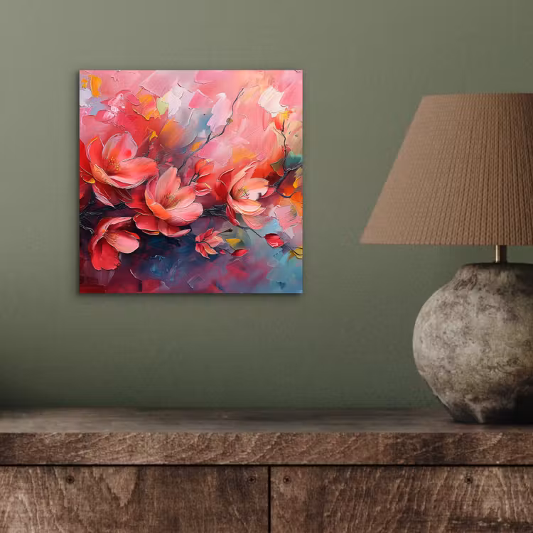 Bloemen - Roze - Watercolor - Natuur- Kunst aluminium wit klein -sfeer2