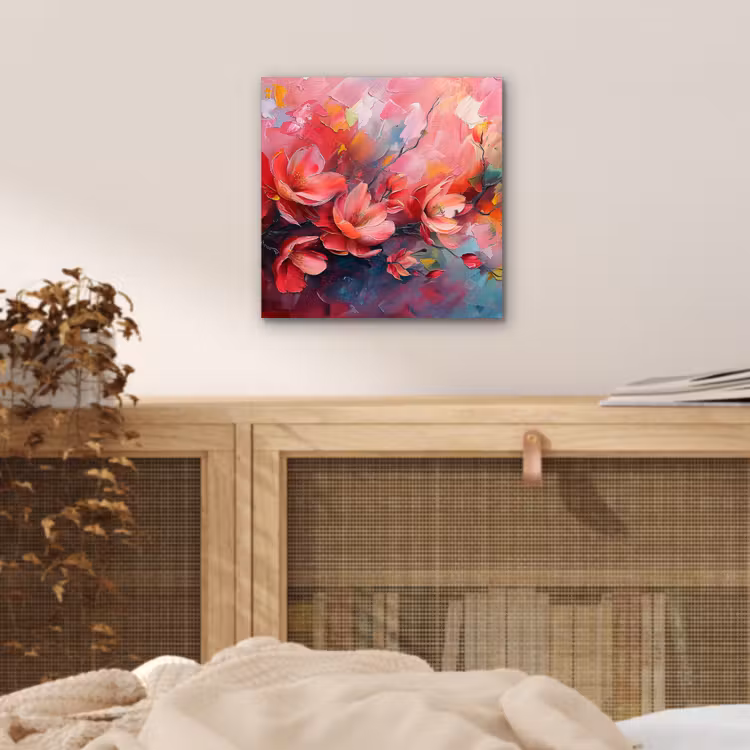 Bloemen - Roze - Watercolor - Natuur- Kunst aluminium wit klein -sfeer3