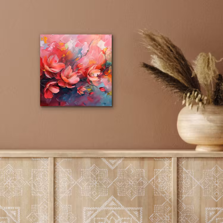 Bloemen - Roze - Watercolor - Natuur- Kunst aluminium wit klein -sfeer4