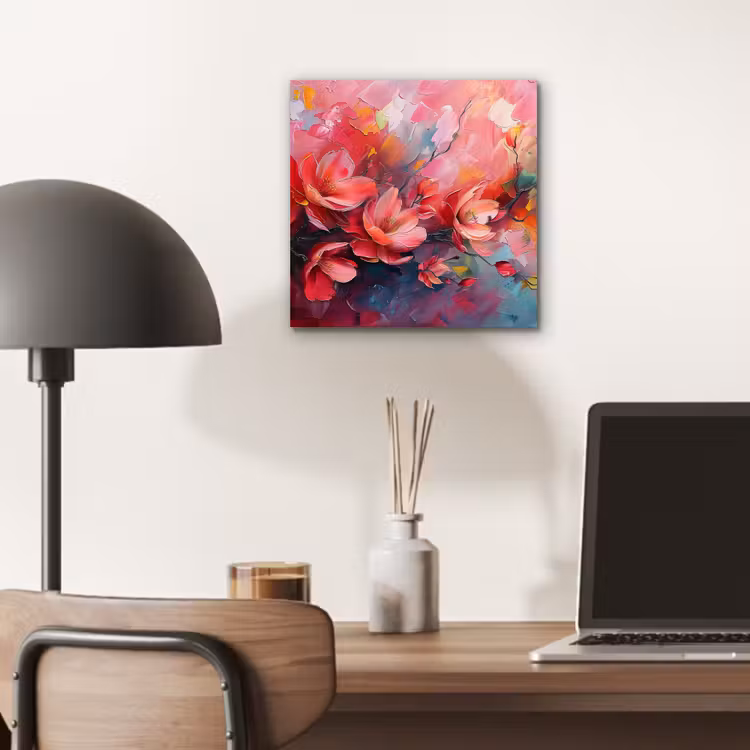 Bloemen - Roze - Watercolor - Natuur- Kunst aluminium wit klein -sfeer5