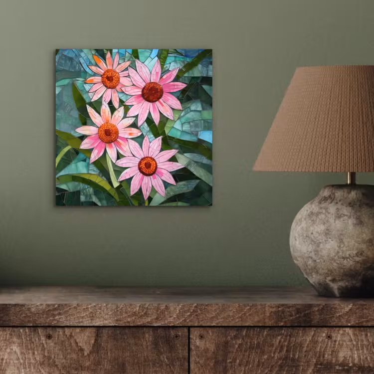 Bloemen - Roze - Glasmozaïek aluminium wit klein -sfeer2