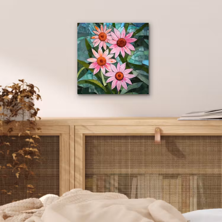 Bloemen - Roze - Glasmozaïek aluminium wit klein -sfeer3